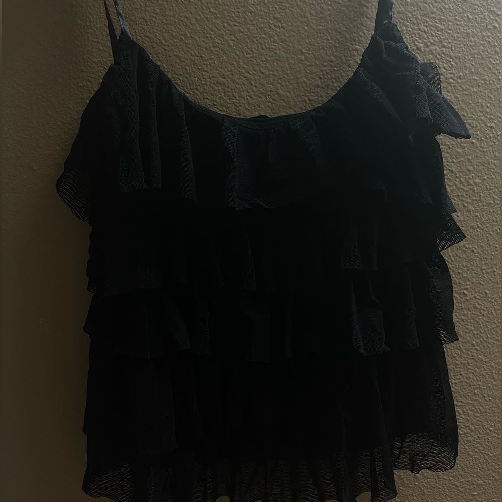 Black Summer Ruffle Top